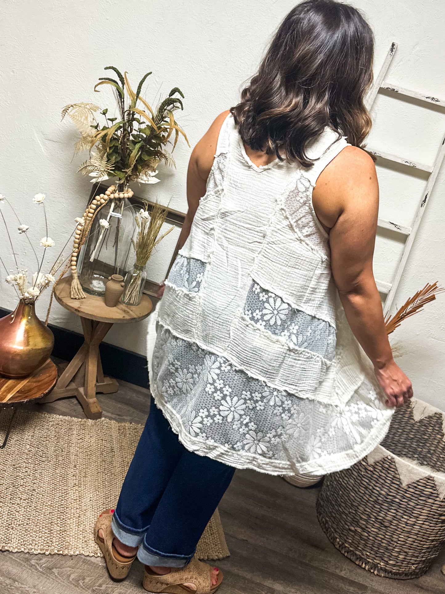 Off the Record Tunic Top, Cream