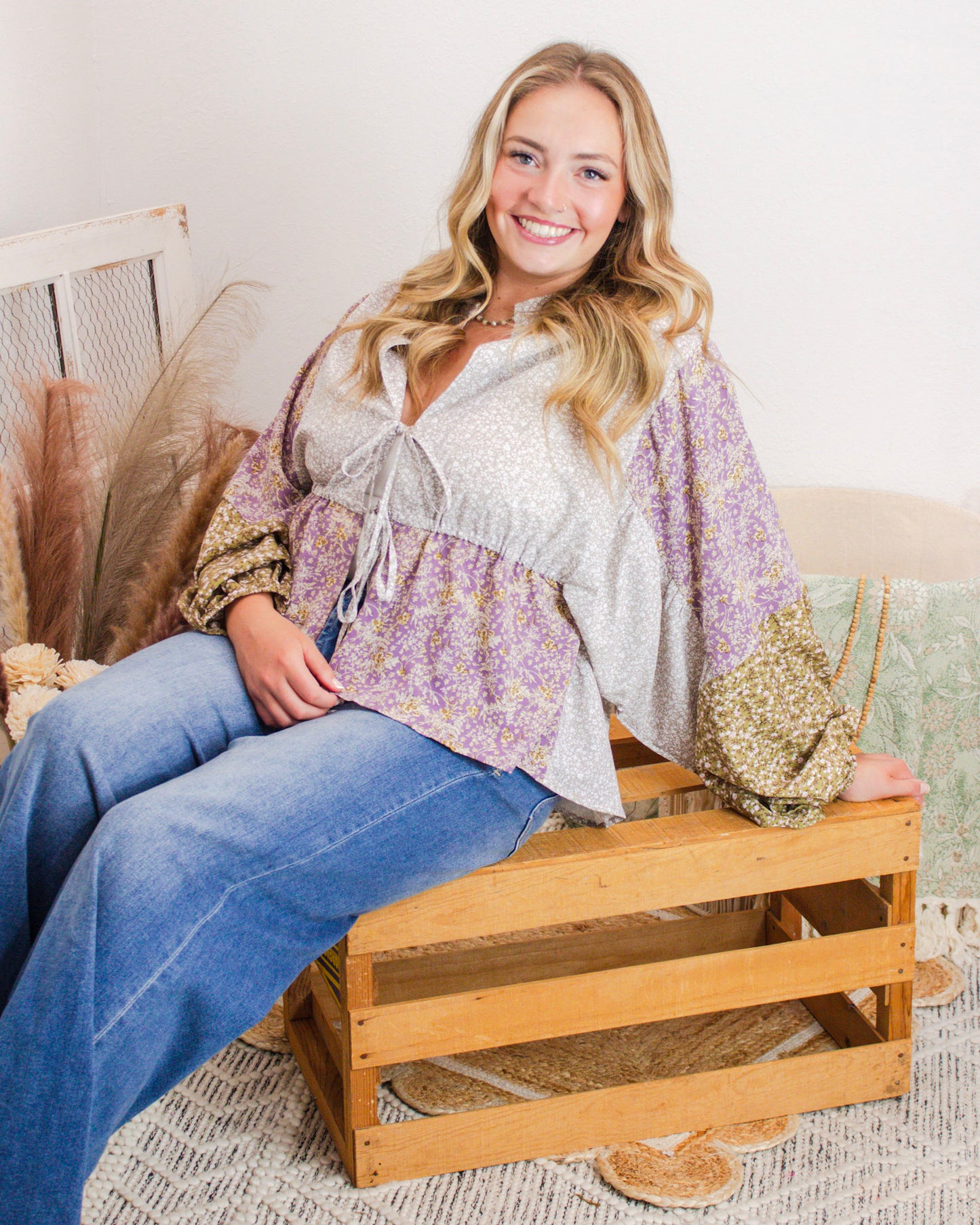 Lavender Fields Tie Front Blouse, Taupe