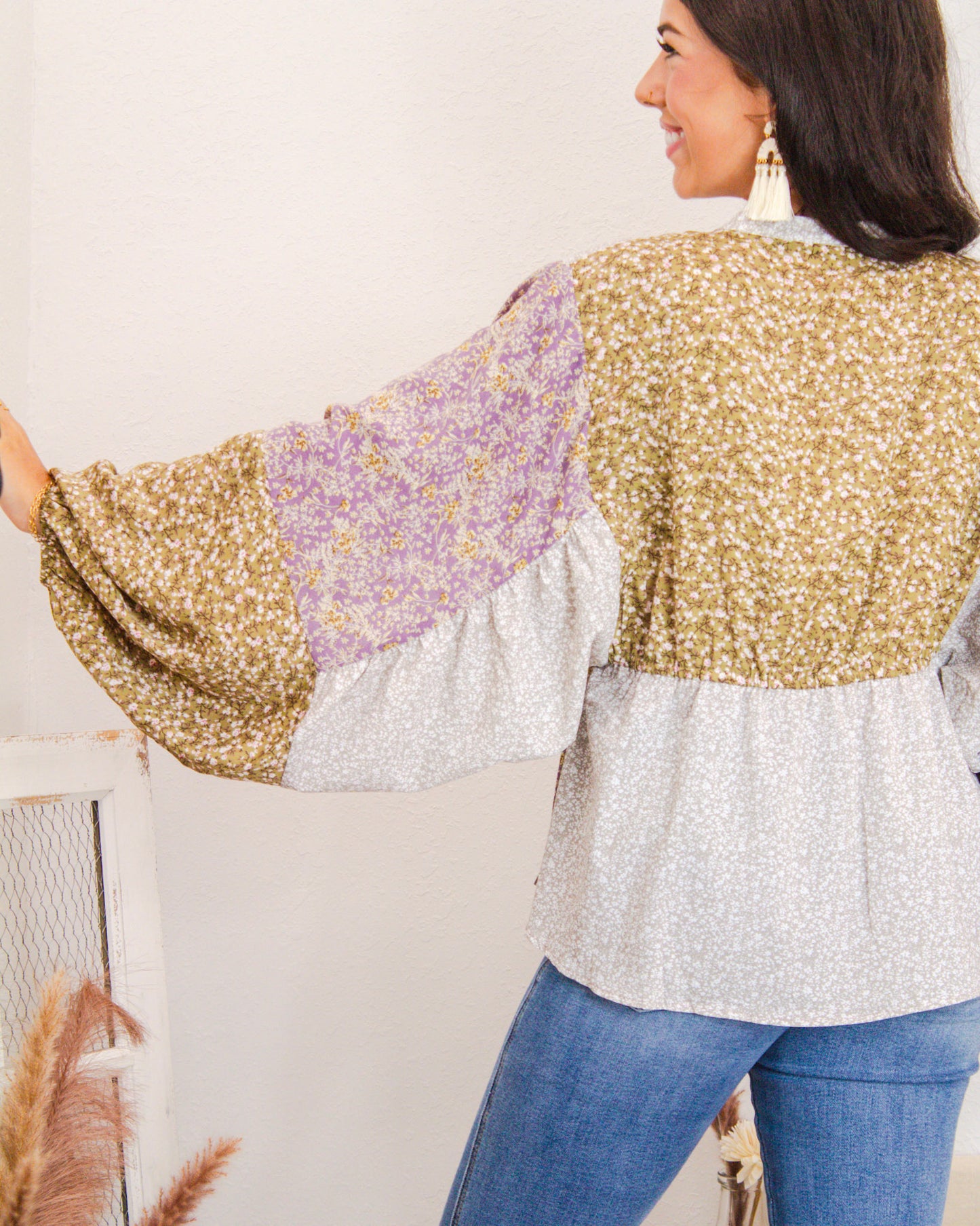Lavender Fields Tie Front Blouse, Taupe