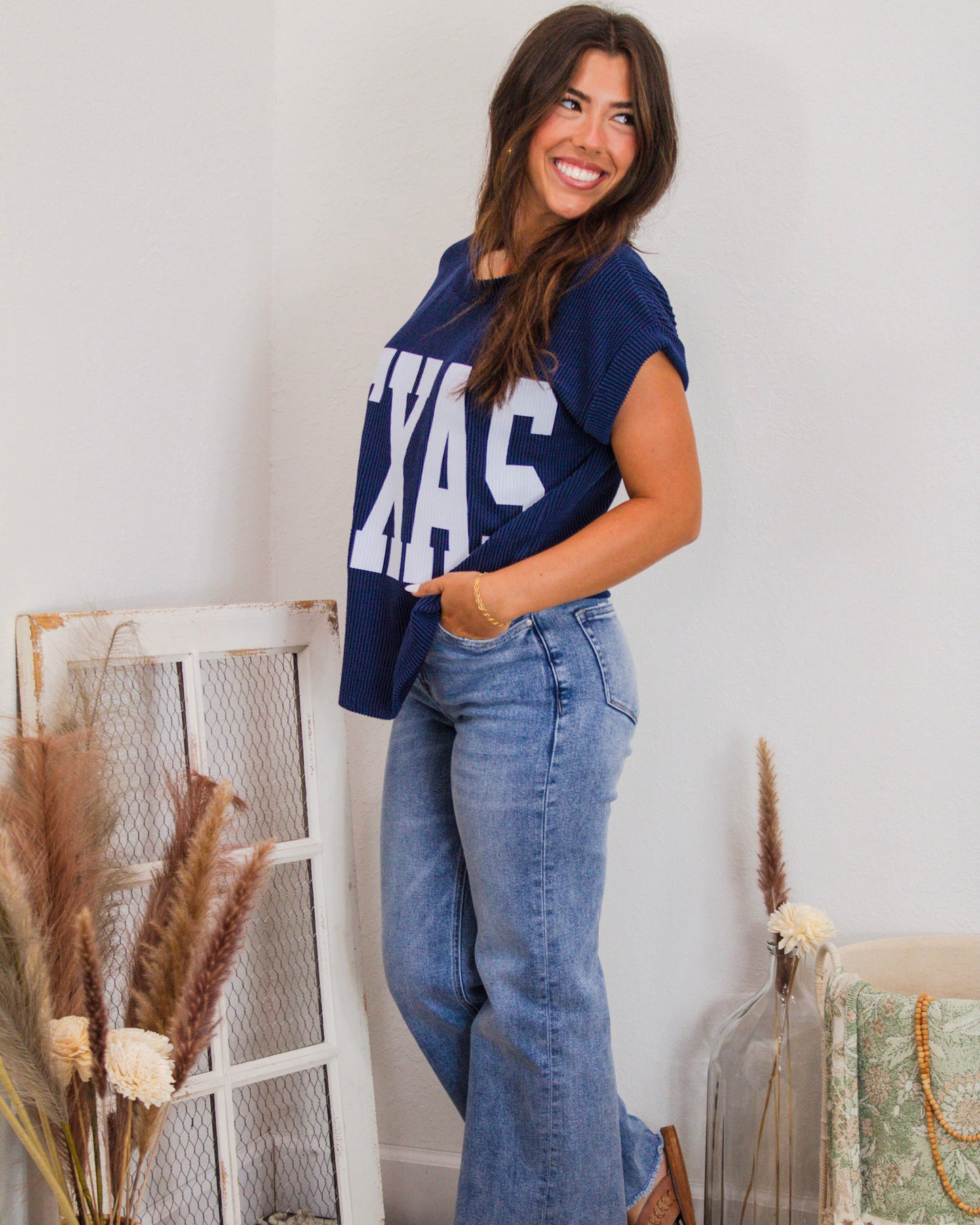 Lonestar Design Top, Navy