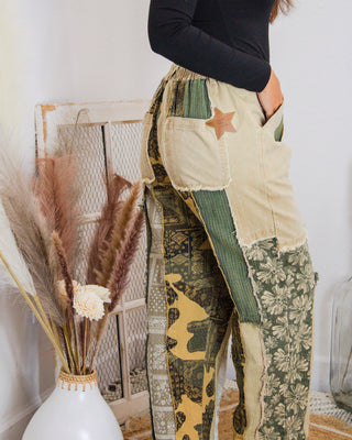 Nomadic Bloom Patchwork Pants, Tan