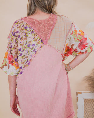 Sunlit Boho Tunic Mini Dress, Coral