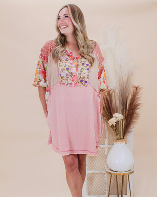 Sunlit Boho Tunic Mini Dress, Coral