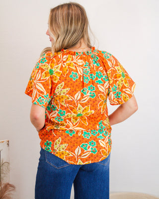 Sunset Bloom Blouse, Orange