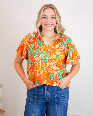 Sunset Bloom Blouse, Orange