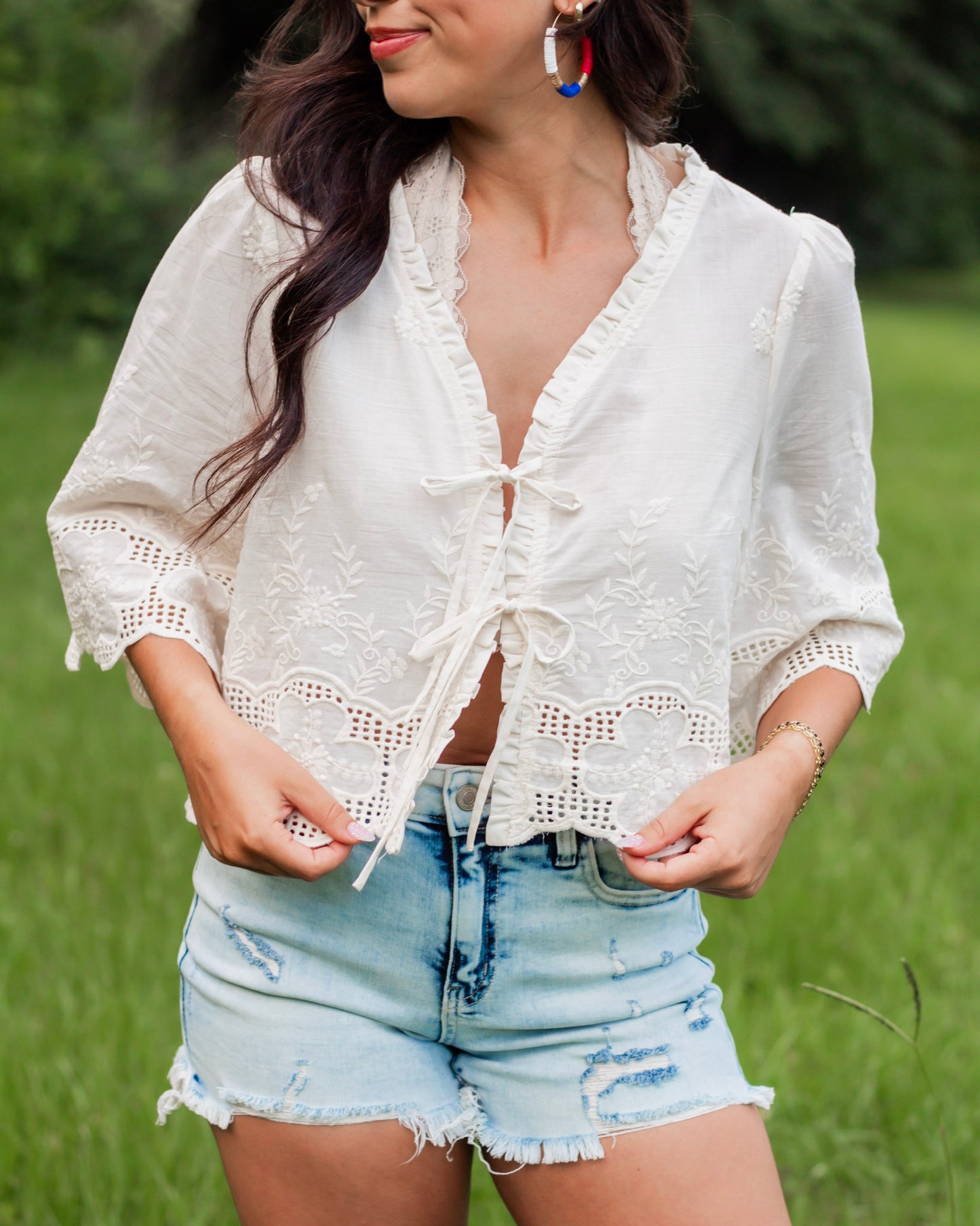 The Daisy Breeze Eyelet Top, Cream