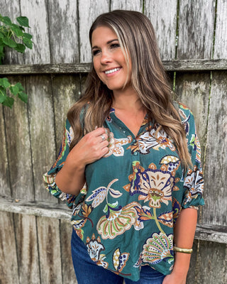 Twilight Petals Top, Teal