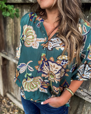 Twilight Petals Top, Teal