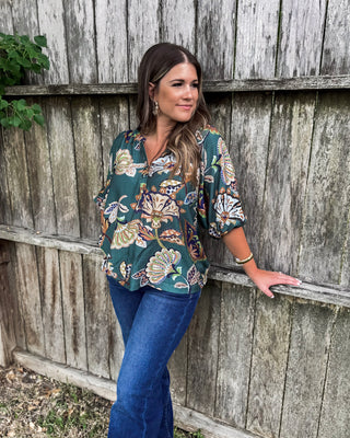 Twilight Petals Top, Teal