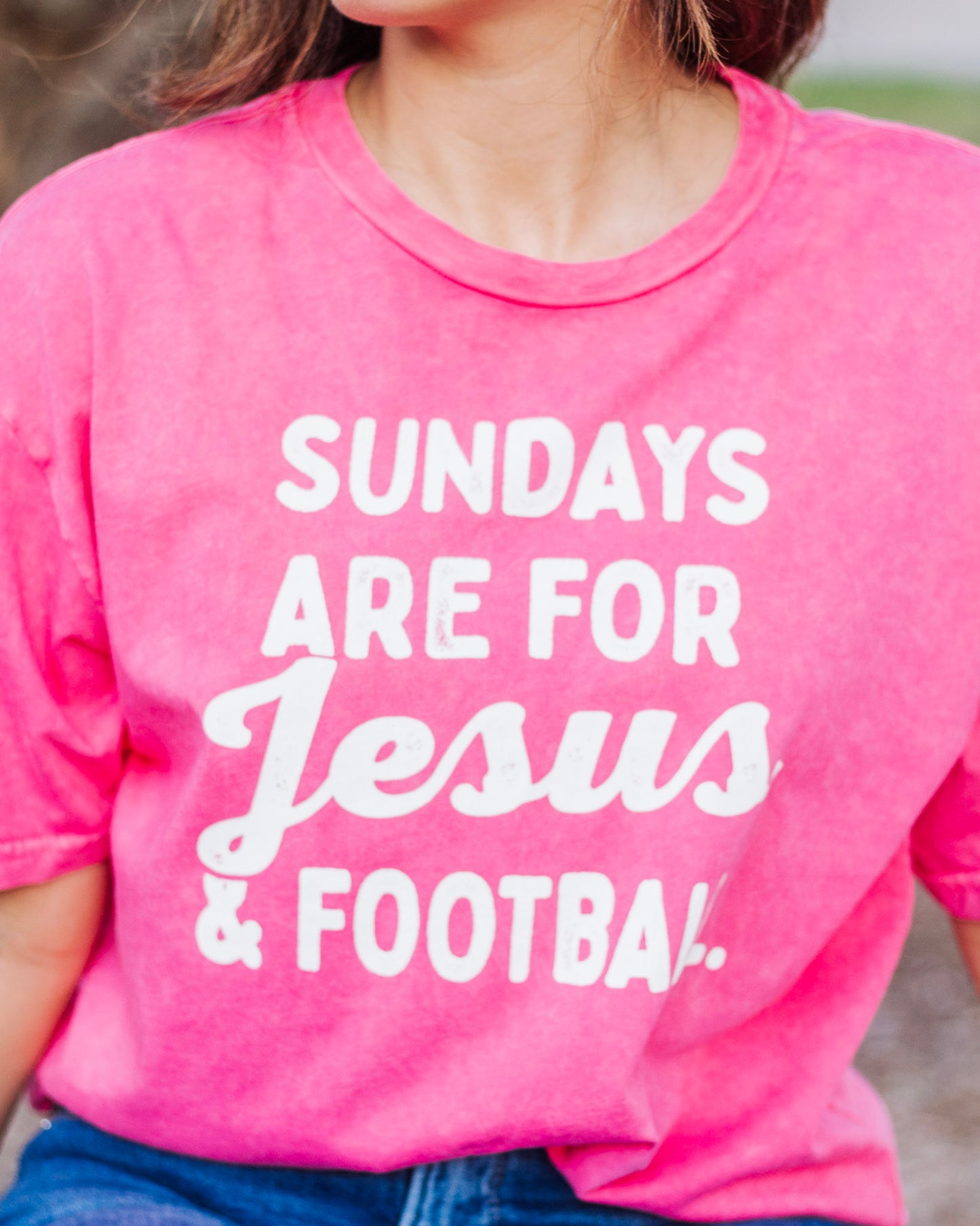 Jesus & Football Graphic Tee, Pink