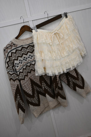 Moonlight Lace Mini Skirt, Cream