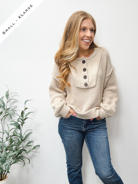 Seasonal Staple Ribbed Sweater, Cream