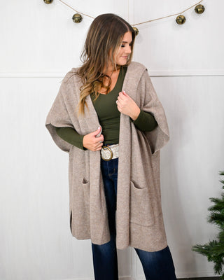 Sable Sands Knit Poncho, Mocha