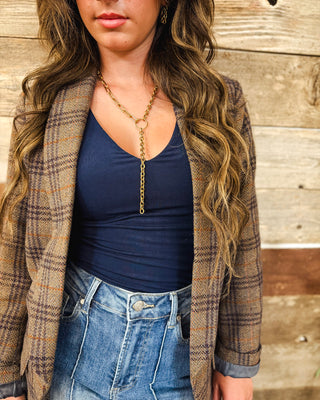 Long Link Lariat Necklace, Gold