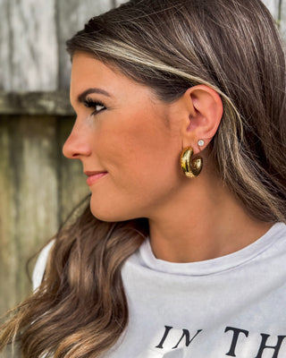 Elevated Hoop Earrings, Gold