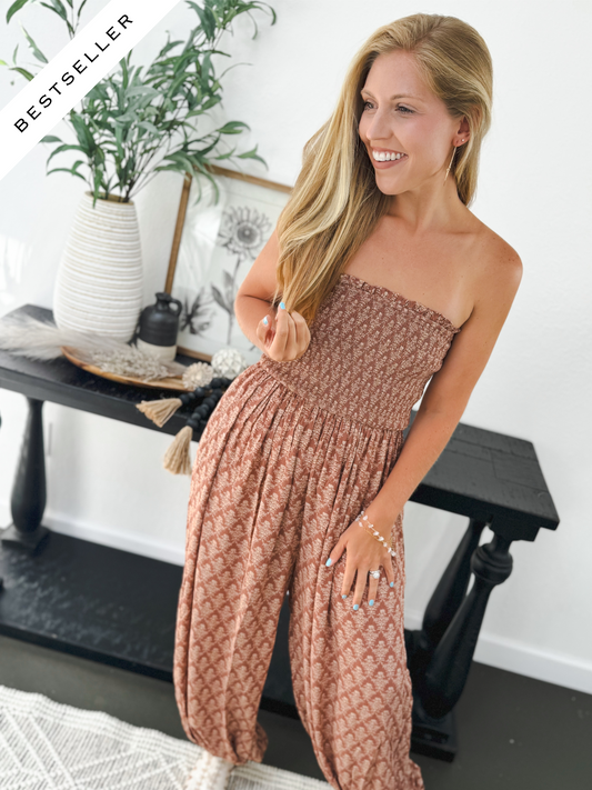 Fallen Vibes Jumpsuit, Rust