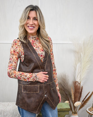 Keep Me Warm Vest, Brown