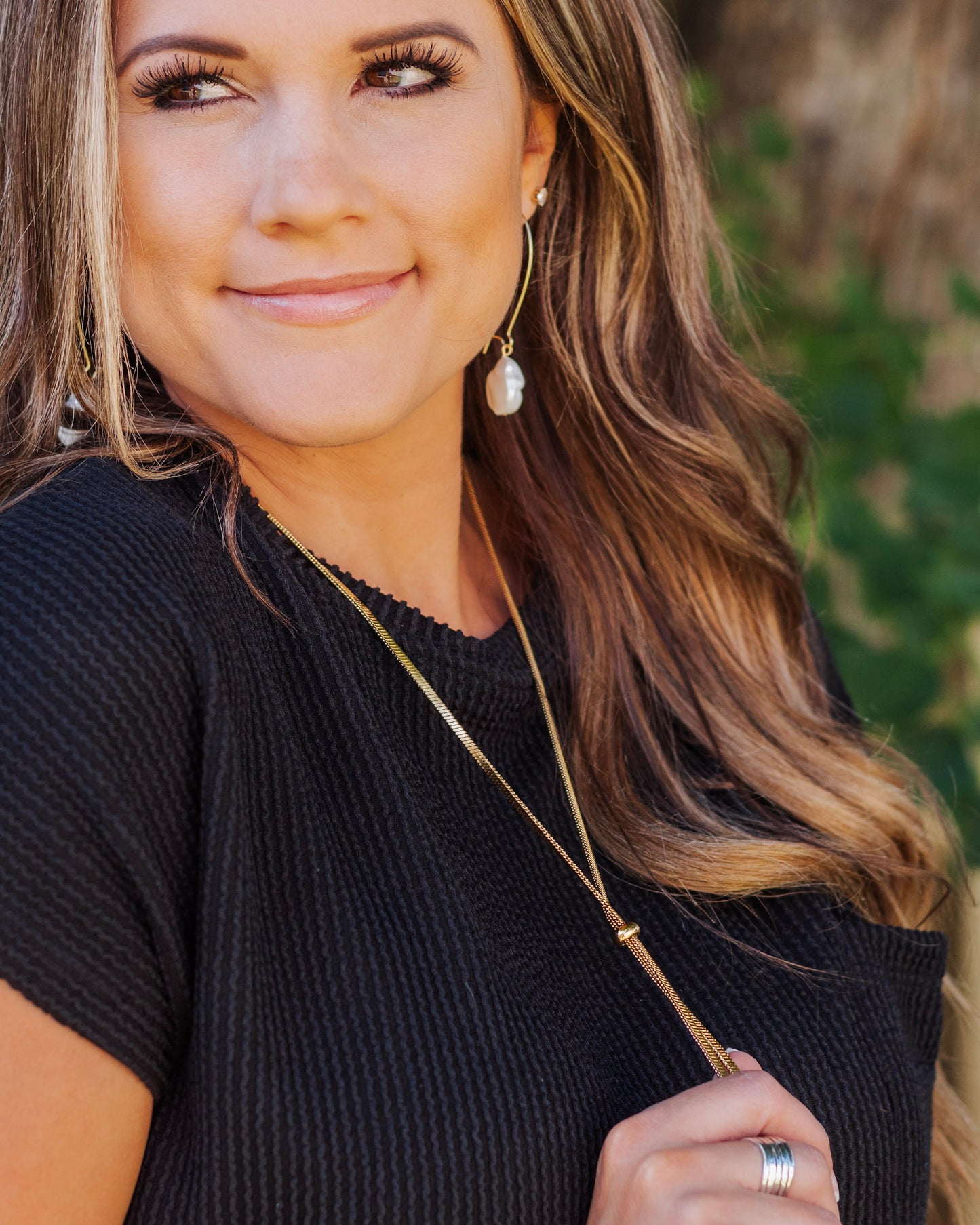 Clara Lariat Necklace, Gold