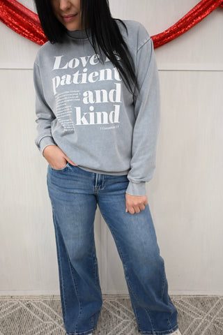 Love is Patient Graphic Sweatshirt, Grey