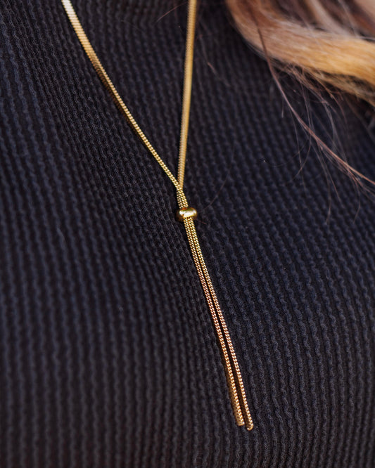 Clara Lariat Necklace, Gold