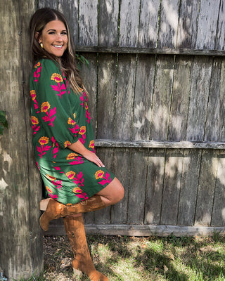 Autumn Bloom Mini Dress, Green