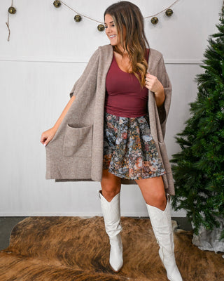 Sable Sands Knit Poncho, Mocha