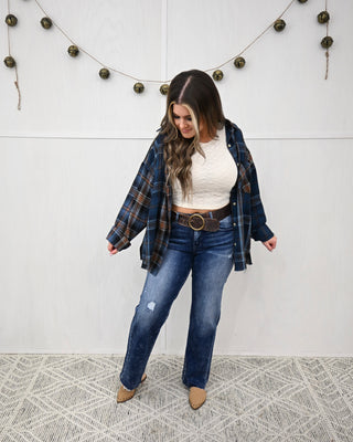 Blue Ridge Flannel Top, Navy