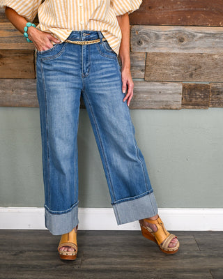 The Brody HR Wide Leg Jean, FM Dark