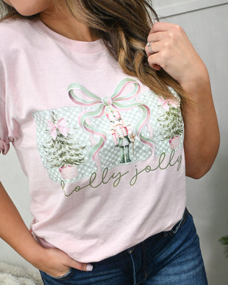 Holly Jolly Graphic Tee, Pink