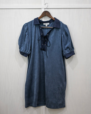Blue Suede Style Mini Dress, Navy