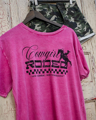 Cowgirl Rodeo Oversized Graphic Tee, Pink
