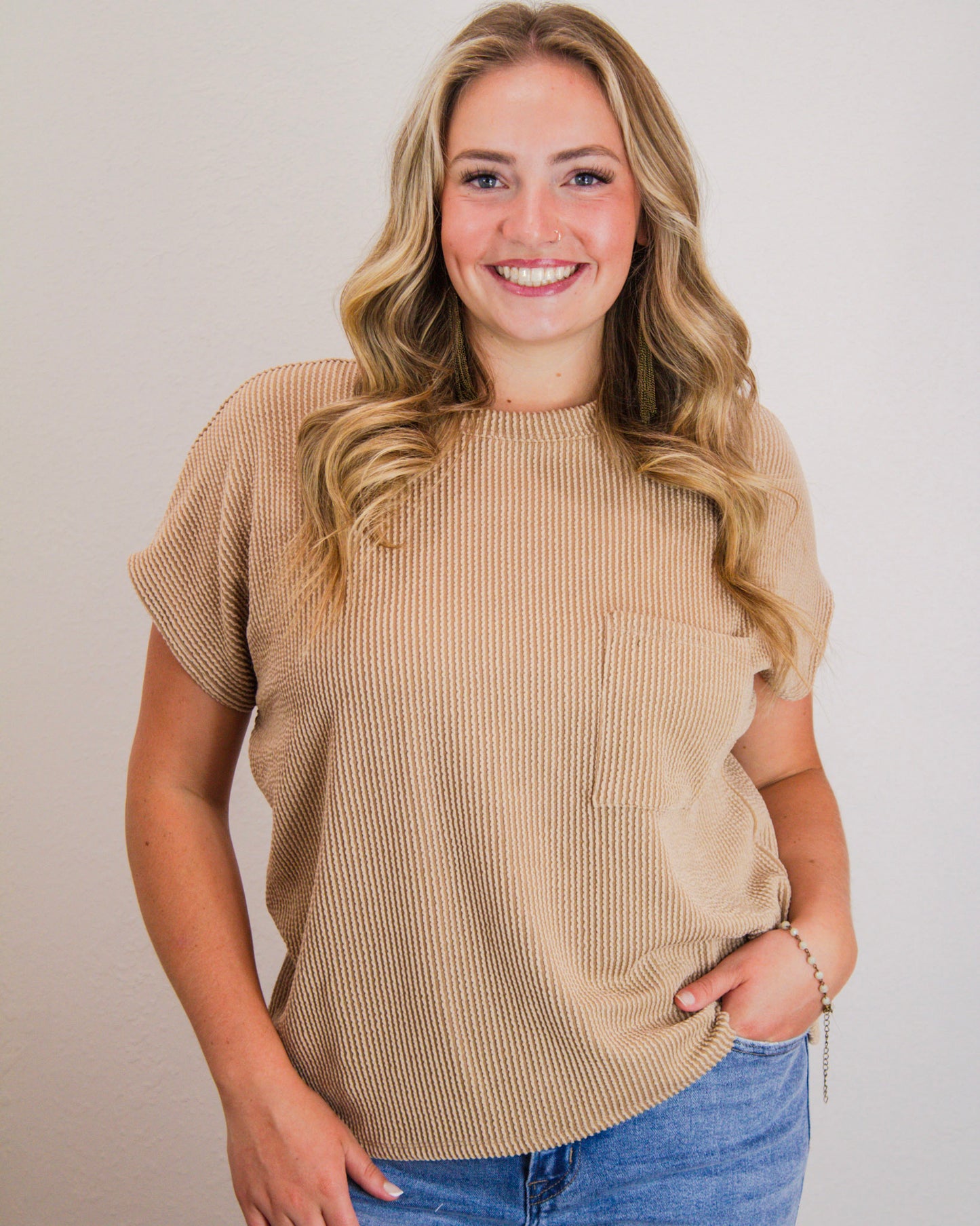 Cozy Core Pocket Tee, Khaki