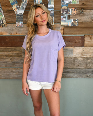 Cozy Core Pocket Tee, Lavender