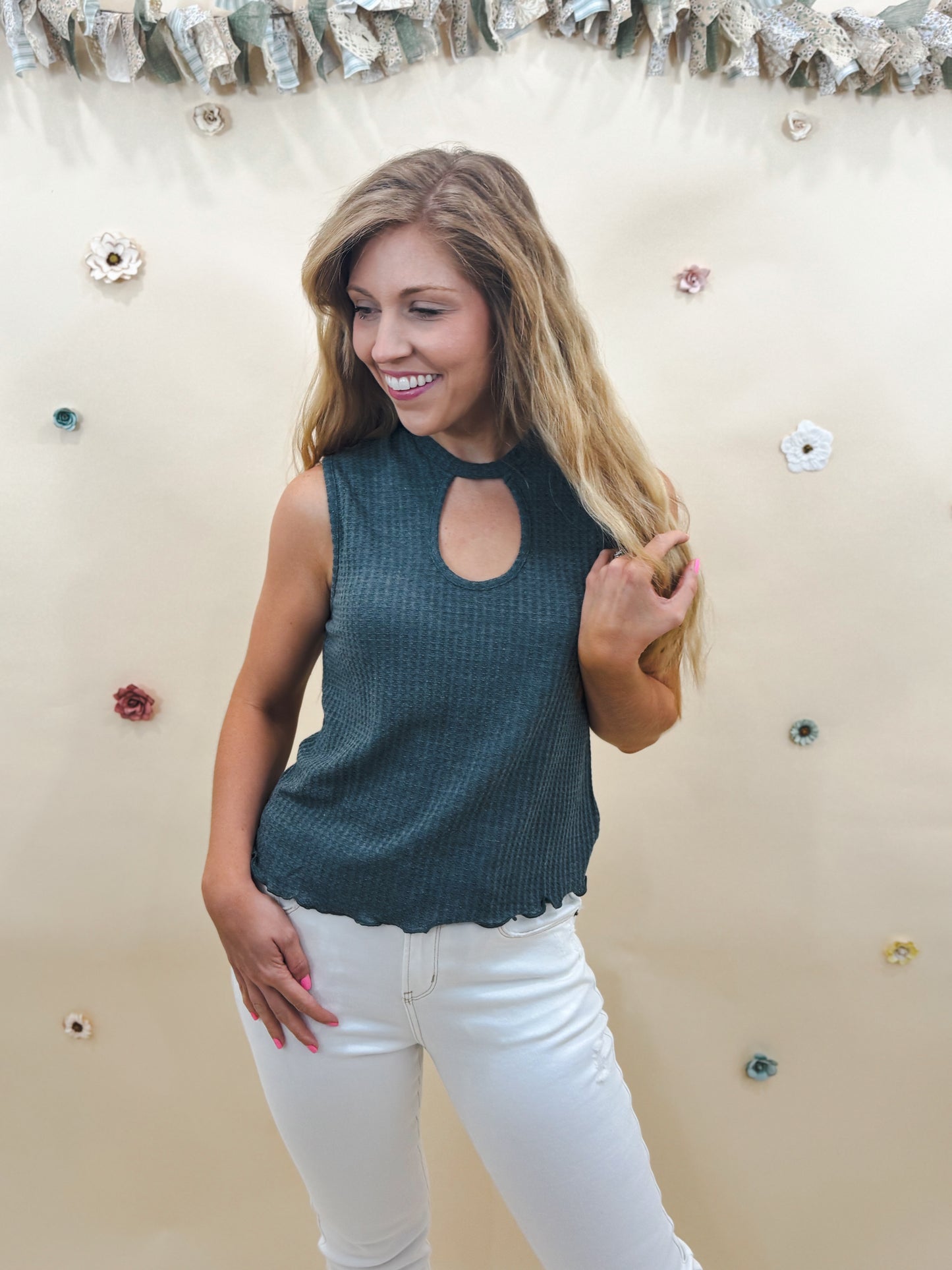 Cut Out Top, Teal