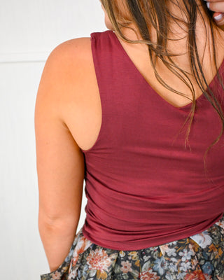 Double Up Cropped Tank, Wine