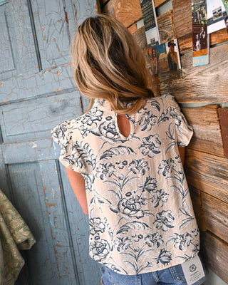 From the Floral Embroidered Top, Cream