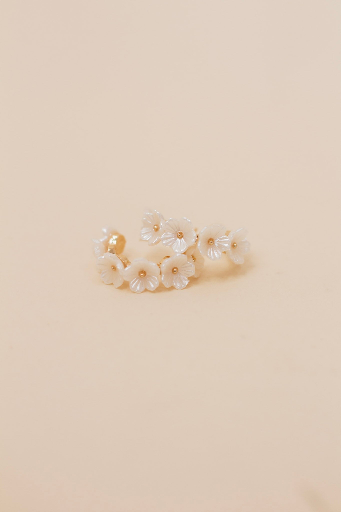 Daisy Collection - Pearl Hoop Earrings, Gold