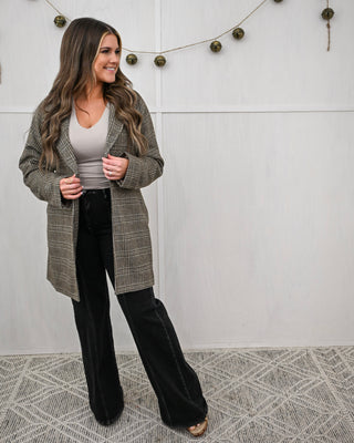 Downtown Darling Plaid Jacket, Brown