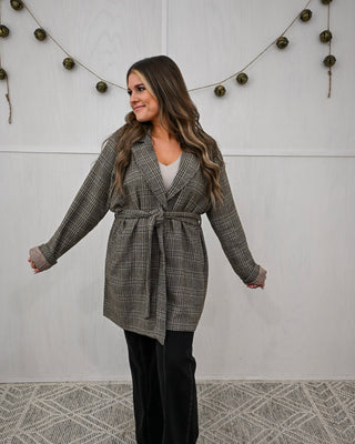 Downtown Darling Plaid Jacket, Brown