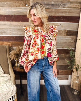 Floral Muse Top, Cream
