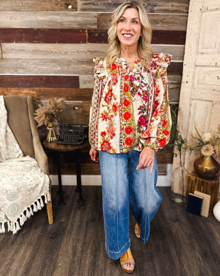 Floral Muse Top, Cream