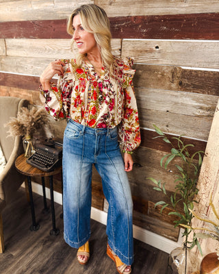 Floral Muse Top, Cream