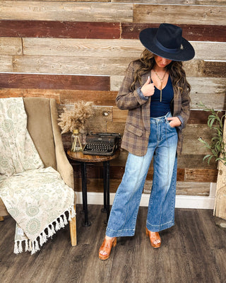 Heritage Haus Plaid Blazer, Brown