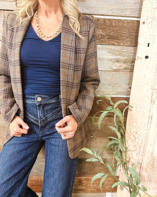 Heritage Haus Plaid Blazer, Brown