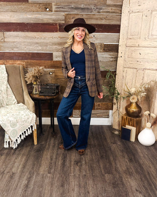 Heritage Haus Plaid Blazer, Brown