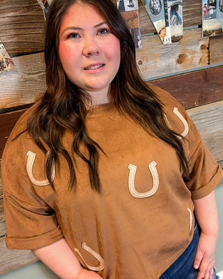 Horsin' Around Suede Top, Brown