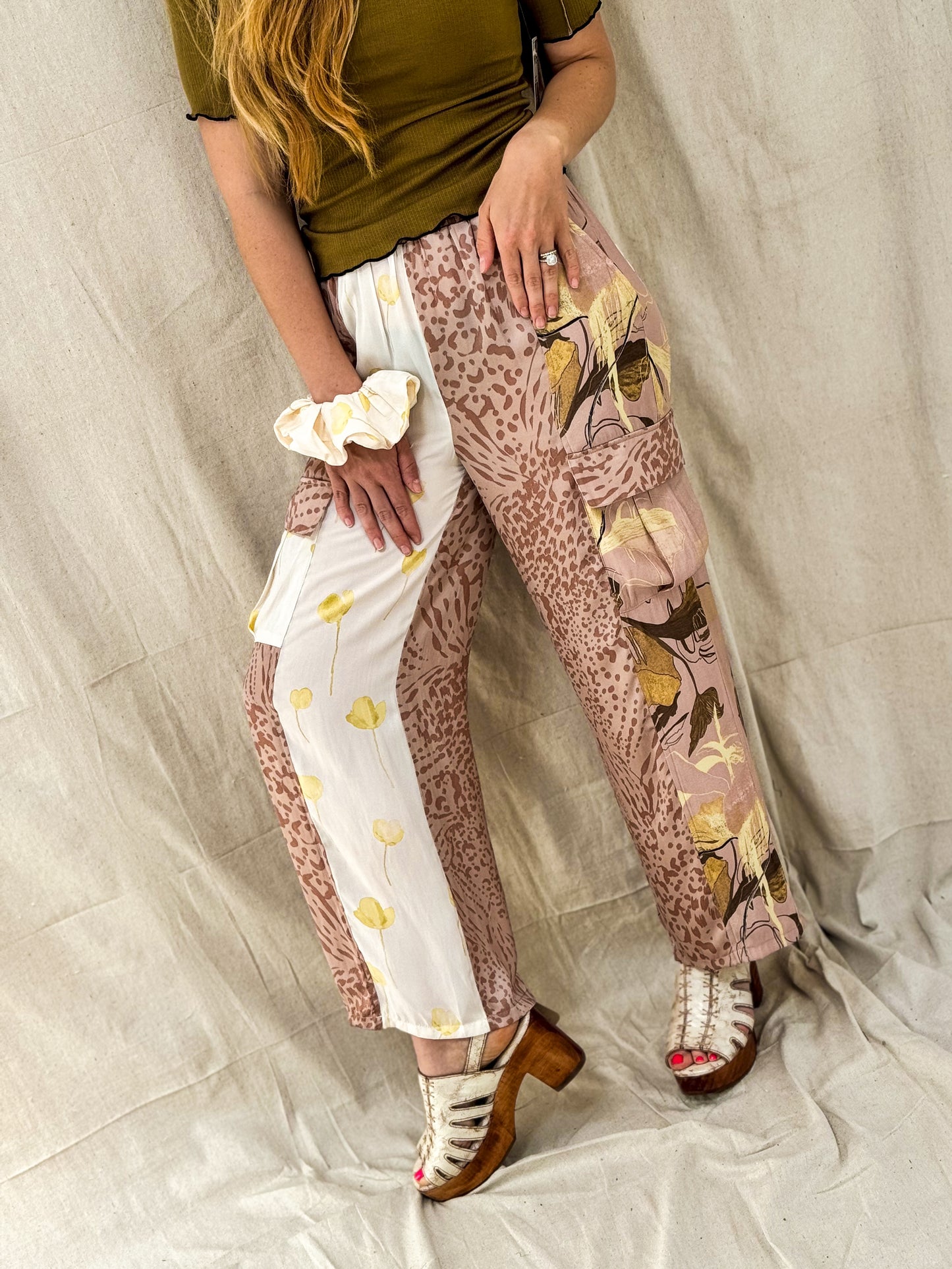 Flowing Patterned Pants, Pink