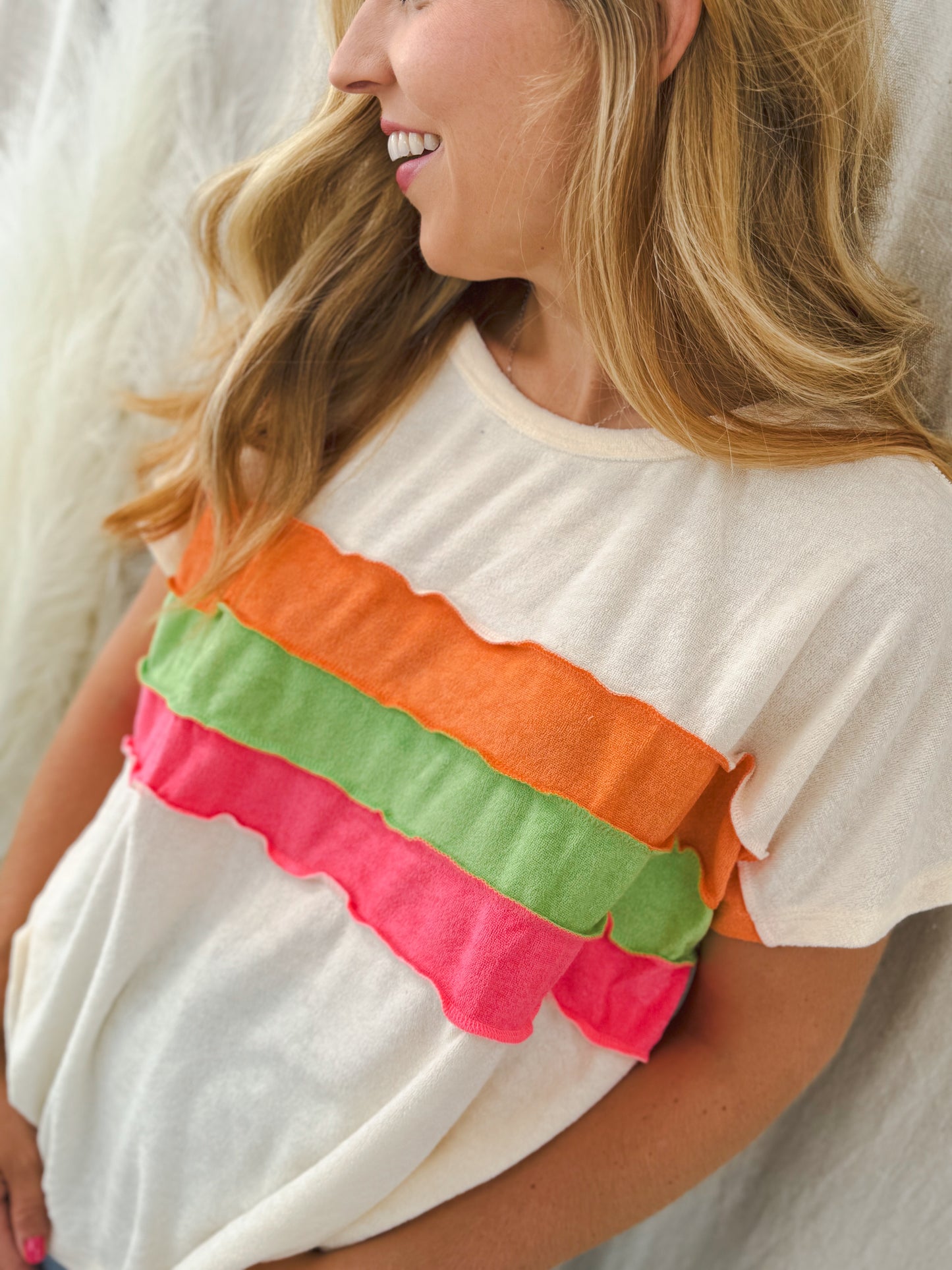 Neon Glow Top, Cream