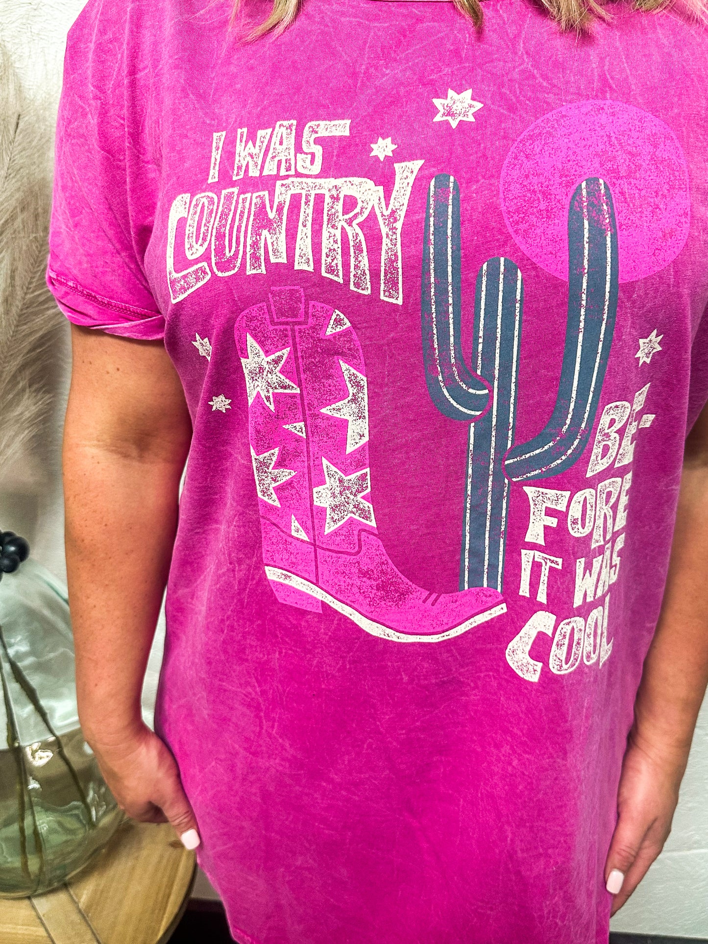 Country Cool Graphic Dress, Pink