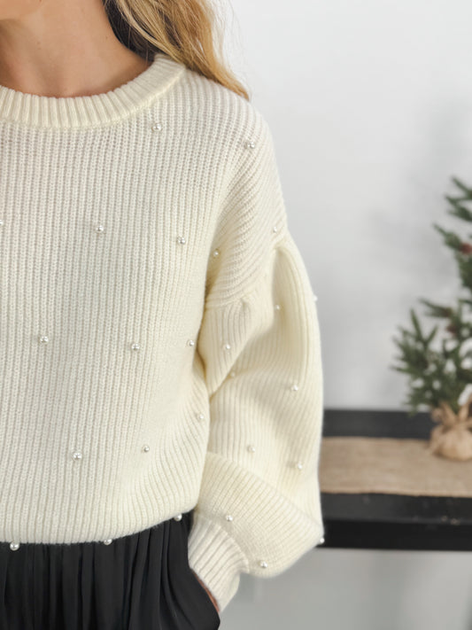 Pearl and Polished Sweater, Cream